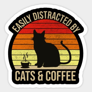 Easily Distracted By Cats And Coffee Sticker